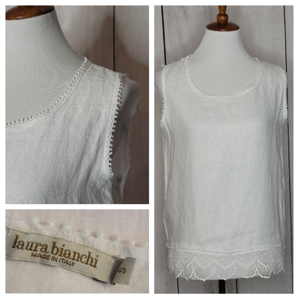 Laura Bianchi‎ Linen and lace sleeveless top